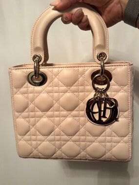 Small Lady Dior Soft pink lamb skin
